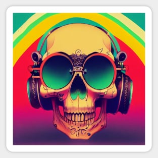 Retro Jams Skull With Headphones Sticker